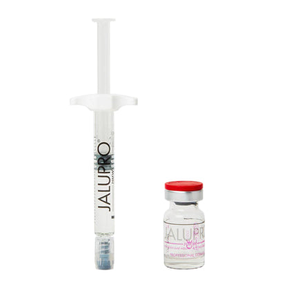 Jalupro syringe and vial on a white background