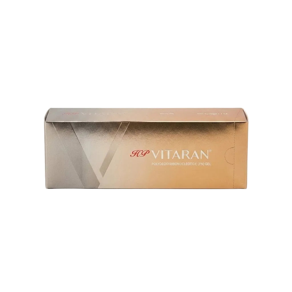 Vitaran HCP foundation complex cream box in a metallic gold and silver gradient color, shown on a clean white background.