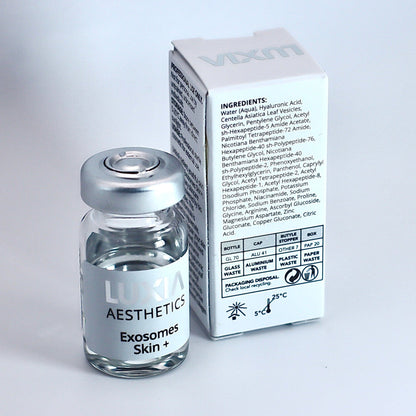 LUXIA Exosomes Skin+ 1 x 5ml bottle next to box
